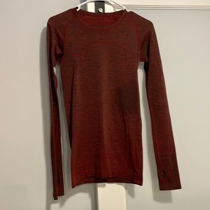 Red and black long sleeve lulu size 4